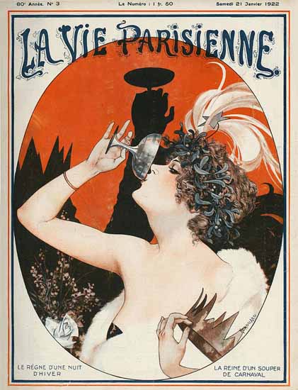 Roaring 1920s La Vie Parisienne 1922 La Reine De Carnaval | Roaring 1920s Ad Art and Magazine Cover Art