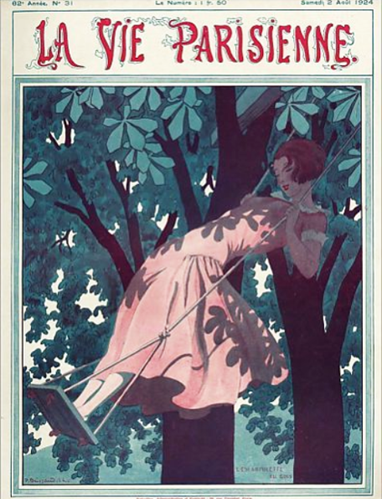 Roaring 1920s La Vie Parisienne 1924 L Escarpolette | Roaring 1920s Ad Art and Magazine Cover Art