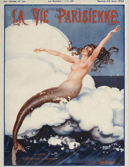 Roaring 1920s La Vie Parisienne 1924 La Sirene | Roaring 1920s Ad Art and Magazine Cover Art