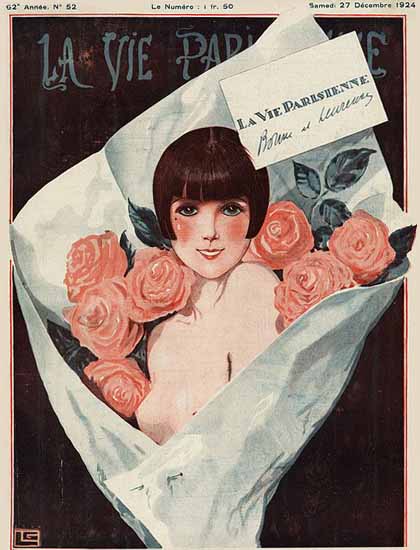 Roaring 1920s La Vie Parisienne 1924 Le Bouquet | Roaring 1920s Ad Art and Magazine Cover Art