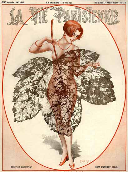 Roaring 1920s La Vie Parisienne 1925 Dentelle D Automne | Roaring 1920s Ad Art and Magazine Cover Art