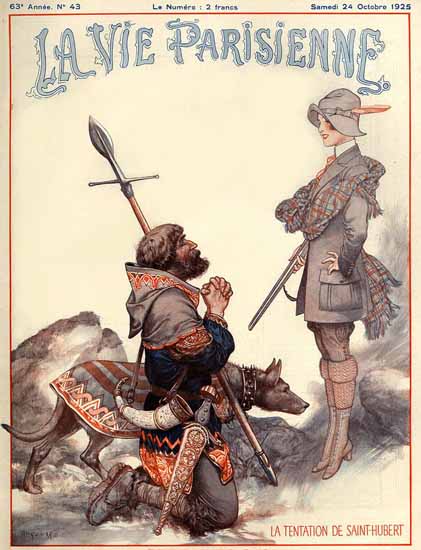 Roaring 1920s La Vie Parisienne 1925 La Tentation De Saint-Hubert | Roaring 1920s Ad Art and Magazine Cover Art