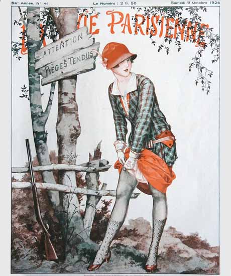 Roaring 1920s La Vie Parisienne 1926 Attention Pieges Tendus | Roaring 1920s Ad Art and Magazine Cover Art