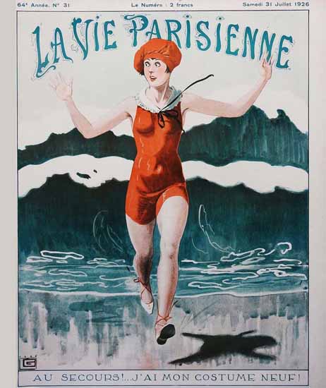 Roaring 1920s La Vie Parisienne 1926 Au Secours | Roaring 1920s Ad Art and Magazine Cover Art