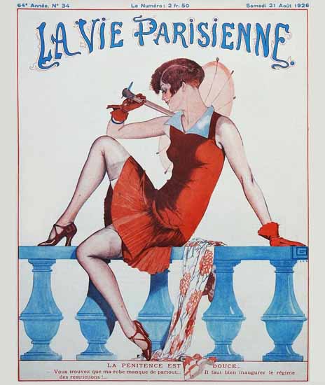 Roaring 1920s La Vie Parisienne 1926 La Penitence | Roaring 1920s Ad Art and Magazine Cover Art