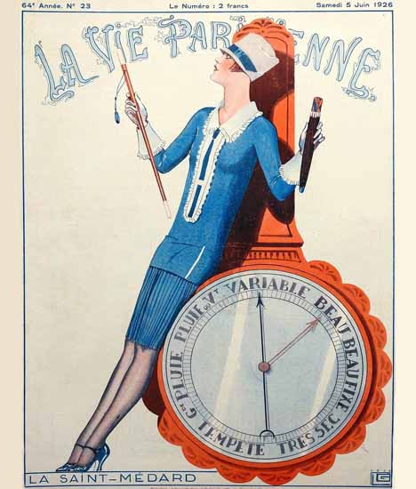 Roaring 1920s La Vie Parisienne 1926 La Saint-Medard | Roaring 1920s Ad Art and Magazine Cover Art