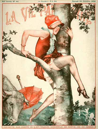 Roaring 1920s La Vie Parisienne 1926 Parisette Aux Champs | Roaring 1920s Ad Art and Magazine Cover Art