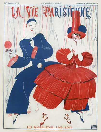 Roaring 1920s La Vie Parisienne 1926 Un Baiser Georges Leonnec | Roaring 1920s Ad Art and Magazine Cover Art