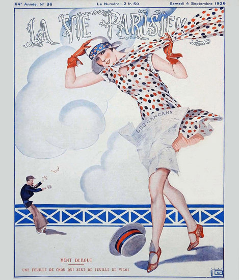 Roaring 1920s La Vie Parisienne 1926 Vent Debout Georges Leonnec | Roaring 1920s Ad Art and Magazine Cover Art