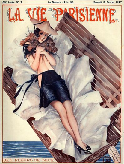 Roaring 1920s La Vie Parisienne 1927 Les Fleurs De Nice | Roaring 1920s Ad Art and Magazine Cover Art