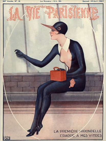 Roaring 1920s La Vie Parisienne 1927 Les Premiere Hirondelle | Roaring 1920s Ad Art and Magazine Cover Art