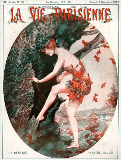 Roaring 1920s La Vie Parisienne 1927 On Rentre | Roaring 1920s Ad Art and Magazine Cover Art