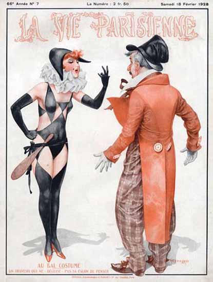 Roaring 1920s La Vie Parisienne 1928 Au Bal Costume | Roaring 1920s Ad Art and Magazine Cover Art