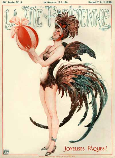 Roaring 1920s La Vie Parisienne 1928 Joyeuses Paques | Roaring 1920s Ad Art and Magazine Cover Art