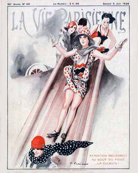 Roaring 1920s La Vie Parisienne 1928 La Culbute | Roaring 1920s Ad Art and Magazine Cover Art