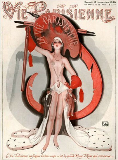 Roaring 1920s La Vie Parisienne 1928 La Grande Revue D Hiver | Roaring 1920s Ad Art and Magazine Cover Art