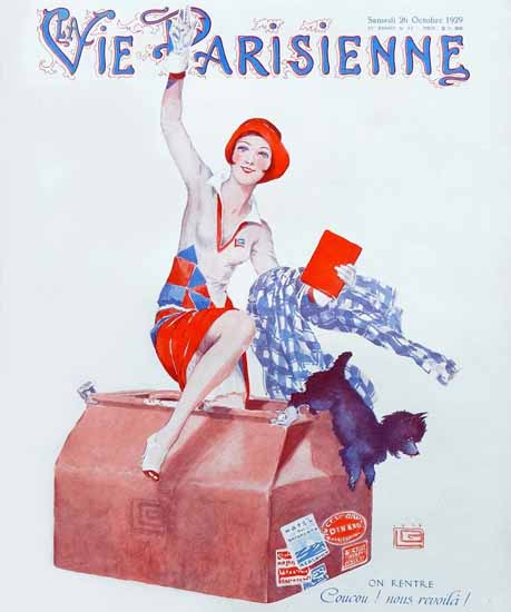 Roaring 1920s La Vie Parisienne 1929 Coucou On Rentre | Roaring 1920s Ad Art and Magazine Cover Art