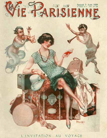 Roaring 1920s La Vie Parisienne 1929 L Invitation Au Voyage | Roaring 1920s Ad Art and Magazine Cover Art