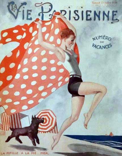 Roaring 1920s La Vie Parisienne 1929 La Fifille A La Me Mer | Roaring 1920s Ad Art and Magazine Cover Art