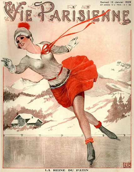 Roaring 1920s La Vie Parisienne 1929 La Reine Du Patin | Roaring 1920s Ad Art and Magazine Cover Art