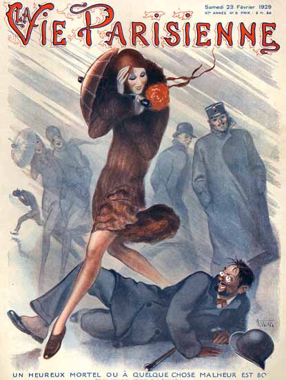 Roaring 1920s La Vie Parisienne 1929 Storm Un Heureux Mortel | Roaring 1920s Ad Art and Magazine Cover Art