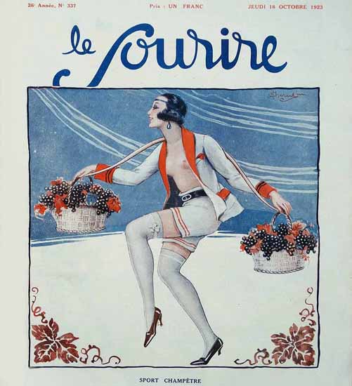 Roaring 1920s Le Sourire 1923 Sport Chametre | Roaring 1920s Ad Art and Magazine Cover Art