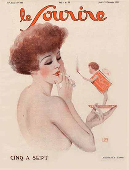 Roaring 1920s Le Sourire 1928 Cinq A Sept Georges Leonnec | Roaring 1920s Ad Art and Magazine Cover Art