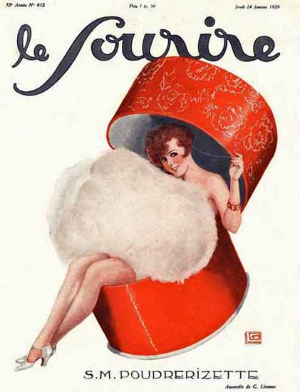 Roaring 1920s Le Sourire 1929 SM Poudrerizette | Roaring 1920s Ad Art and Magazine Cover Art