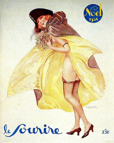 Roaring 1920s Le Sourire Magazine 1924 Noel Christmas Girl | Roaring 1920s Ad Art and Magazine Cover Art