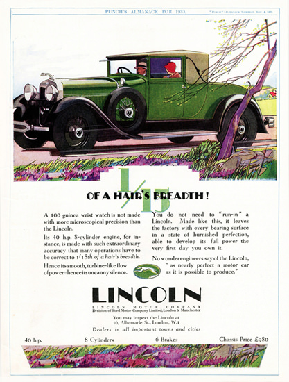 Roaring 1920s Lincoln Roadster 1929 Microscopical Precision | Roaring 1920s Ad Art and Magazine Cover Art