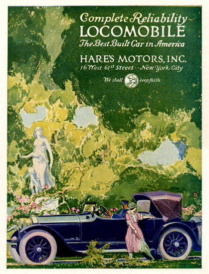 Roaring 1920s Locomobile Victoria 1921 New York City | Roaring 1920s Ad Art and Magazine Cover Art