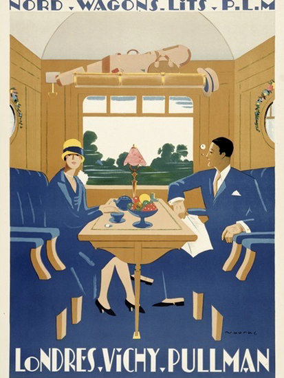 Roaring 1920s Londres Vichy Pullman Nord Wagons Lits 1920s | Roaring 1920s Ad Art and Magazine Cover Art