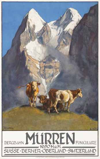 Roaring 1920s Muerren Bergbahn Berner Oberland Switzerland 1925 | Roaring 1920s Ad Art and Magazine Cover Art