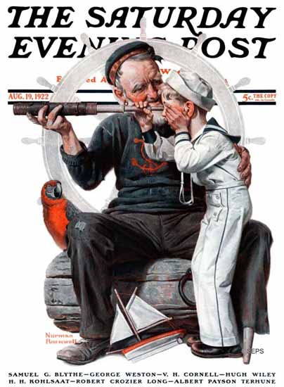 Roaring 1920s Norman Rockwell Saturday Evening Post Sailor 1922_08_19 | Roaring 1920s Ad Art and Magazine Cover Art