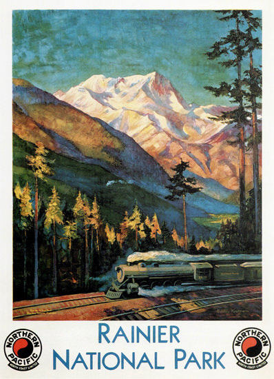 Roaring 1920s Northern Pacific Rainier National Park 1920s | Roaring 1920s Ad Art and Magazine Cover Art