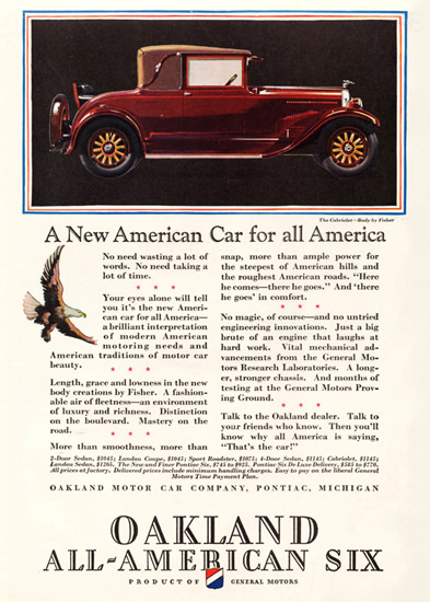 Roaring 1920s Oakland All American Six Cabriolet 1928 Fisher | Roaring 1920s Ad Art and Magazine Cover Art