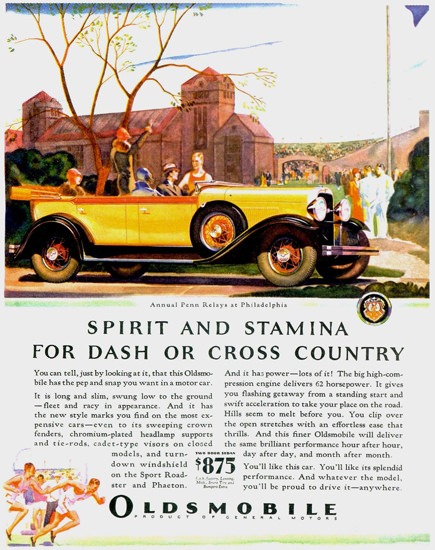 Roaring 1920s Oldsmobile Phaeton 1929 Spirit And Stamina | Roaring 1920s Ad Art and Magazine Cover Art