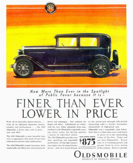 Roaring 1920s Oldsmobile Two Door Sedan 1929 | Roaring 1920s Ad Art and Magazine Cover Art