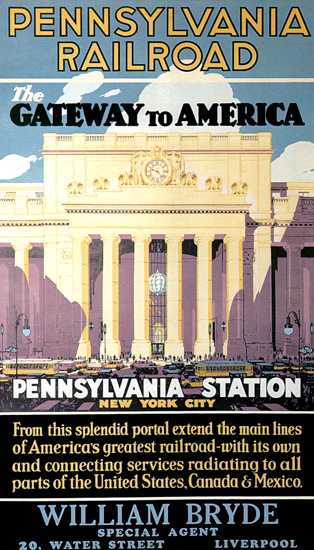 Roaring 1920s Pennsylvania Railroad Station New York 1929 | Roaring 1920s Ad Art and Magazine Cover Art