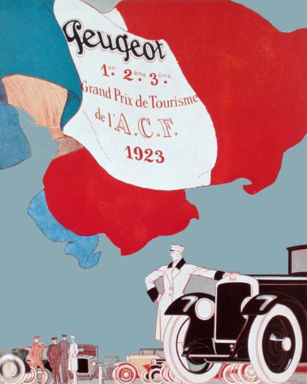 Roaring 1920s Peugeot Victory GP Of Tourisme De L ACF 1923 | Roaring 1920s Ad Art and Magazine Cover Art