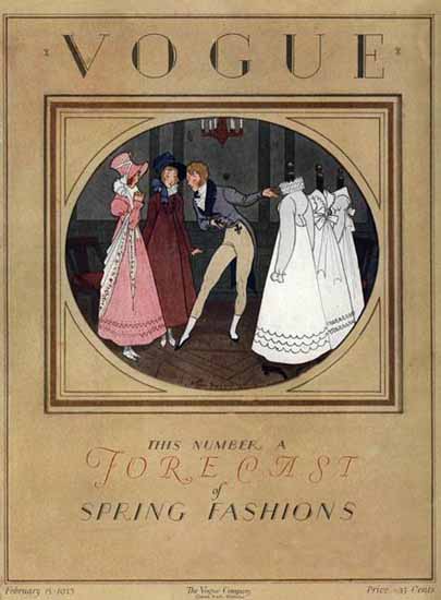 Roaring 1920s Pierre Brissaud Vogue Cover 1923-02-15 Copyright | Roaring 1920s Ad Art and Magazine Cover Art