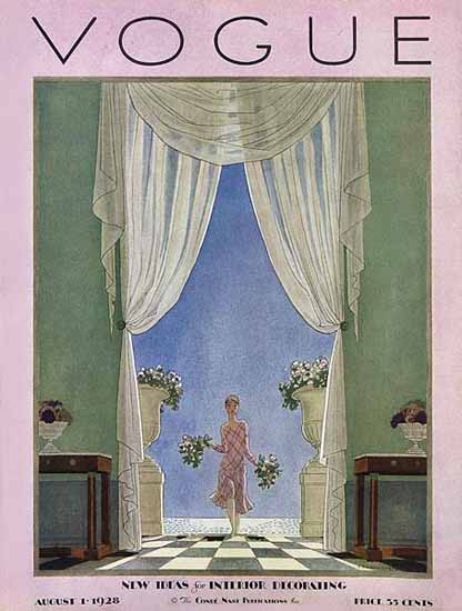 Roaring 1920s Pierre Brissaud Vogue Cover 1928-08-01 Copyright | Roaring 1920s Ad Art and Magazine Cover Art