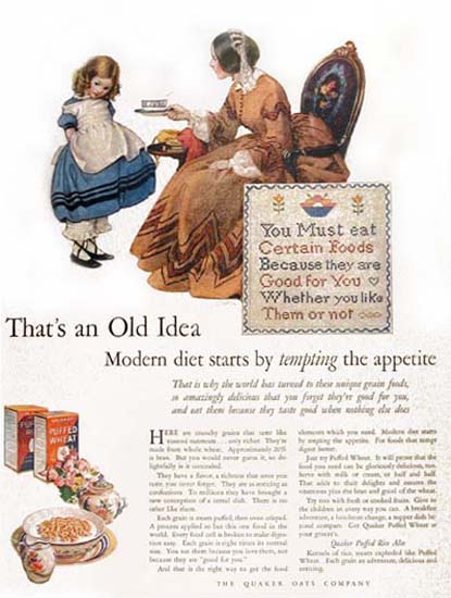 Roaring 1920s Quaker Oats 1926 Tempting Appetite Diet | Roaring 1920s Ad Art and Magazine Cover Art