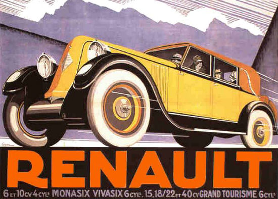 Roaring 1920s Renault 40 CV Grand Tourisme 6 Cylindres 1928 | Roaring 1920s Ad Art and Magazine Cover Art