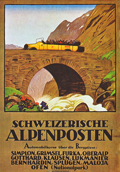 Roaring 1920s Schweizerische Alpenposten Switzerland 1920s | Roaring 1920s Ad Art and Magazine Cover Art