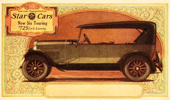 Roaring 1920s Star Cars Six Touring 1927 Lansing | Roaring 1920s Ad Art and Magazine Cover Art