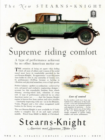 Roaring 1920s Stearns Knight Cabriolet Cleveland 1927 | Roaring 1920s Ad Art and Magazine Cover Art