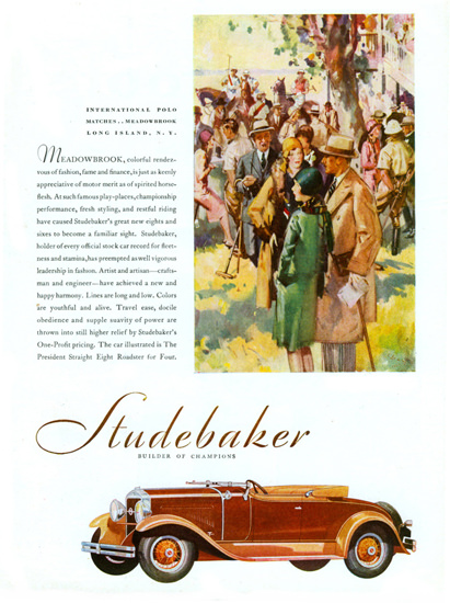 Roaring 1920s Studebaker 1929 Meadowbrook Long Island | Roaring 1920s Ad Art and Magazine Cover Art