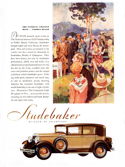 Roaring 1920s Studebaker 1929 Meet Pebble Beach Champions | Roaring 1920s Ad Art and Magazine Cover Art