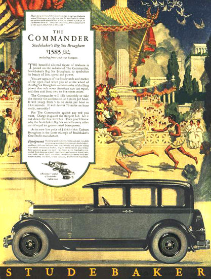 Roaring 1920s Studebaker Commander Big Six Brougham 1927 | Roaring 1920s Ad Art and Magazine Cover Art